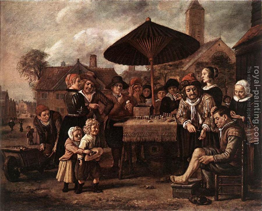 Jan Victors : Market Scene With A Quack At His Stall